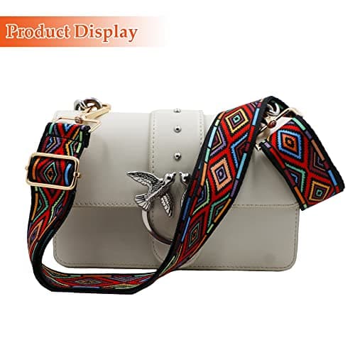 Wide Shoulder Bag Strap, Adjustable Replacement Handbag Straps Crossbody Bag Straps Purse Straps Canvas Bag Strap with Metal Swivel Hooks (Colorful) — view 4