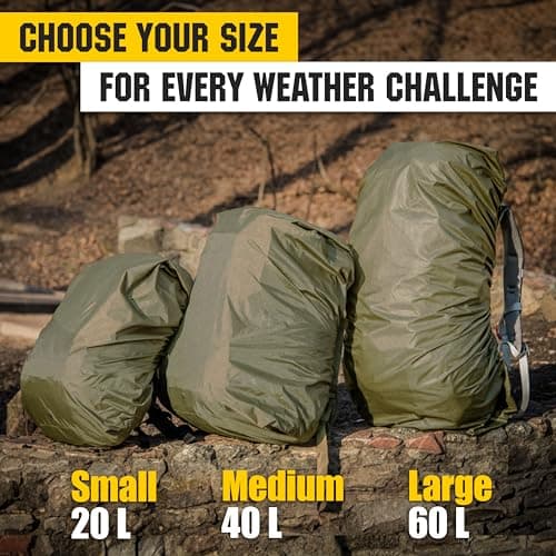 M-Tac Waterproof Rain Cover for Backpack - Protective Cover up to 40L, Nylon with PU Coating, Outdoor & Military, Olive, M — view 4