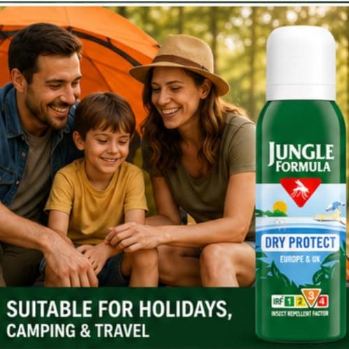 Jungle Formula Dry Protect Insect Repellent Spray Twin Pack 2 x 125ml | Up to 6 Hours Protection Against Mosquitoes & Midges | Non-Greasy Bug Spray with Light Fragrance | Travel & Outdoor Protection — view 5