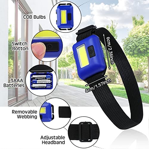 Macarrie 30 Pcs LED Headlamp Flashlight for Adults Outdoor Mardi Gras Flashlight Headlamps with Adjustable Headband Waterproof Head Lights with 3 Modes 90 AAA Batteries for Forehead Work Family Camp — view 2
