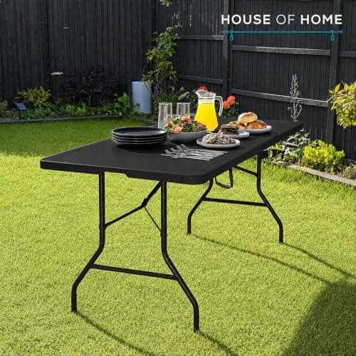 House of Home 6ft Folding Picnic Table Heavy Duty Seats 8, Black — view 2