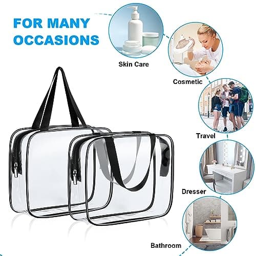 Aucuu Clear Toiletries Bag, 2Pack PVC Waterproof Toiletries Carry Pouch, TSA Approved Travel Toiletry Bag with Zipper, Multi-Size Cosmetic Makeup Bags for Men, Women and Kids - Travel Business Trip — view 4