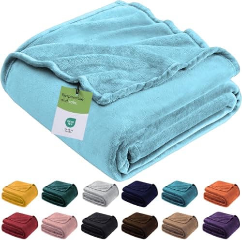 BedLooms Fleece Blanket Light Blue Single 130x150 cm, Throws for Sofas