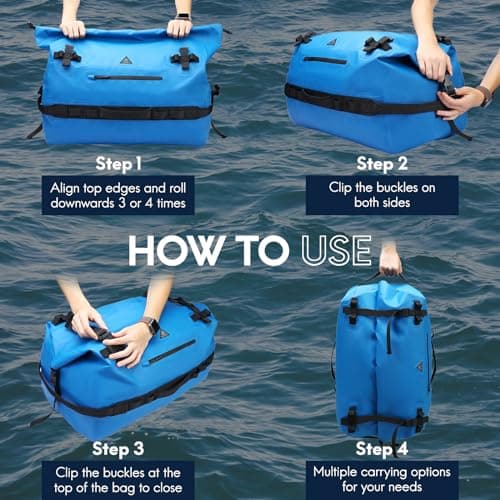 Haimont IPX7 Waterproof Roll-Top Dry Duffel Backpack, Blue, 60L — view 3