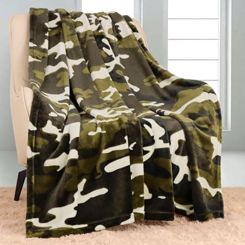 YISUMEI Military Camouflage Blanket Army Green 150 x 200 cm Blankets and Throws Soft Fleece Throw Blanket Camo Blanket Warm and Cozy Camping Blanket Gifts for Boys Adults Men