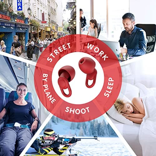 Silicone Ear Plugs for Sleep Noise Cancelling Noise Reusable Soft Comfortable Earplugs for Sleeping,Noise Sensitivity & Flights -16 Ear Tips in XS/S/M/L,2 Travel Boxes - 33dB Noise Cancelling(Red) — view 6