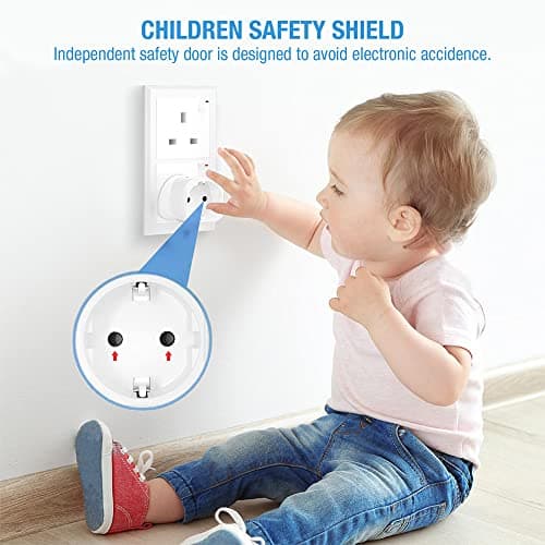 Unidapt EU to UK Plug Adapter, Euro Schuko 2 Pin to 3 Pin, 2 Pack, Type G — view 4
