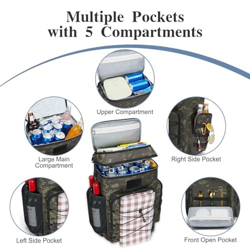 Tactical Cooler Backpack for Men 30L Soft Cooler Bag for Family Camping — view 3