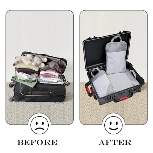 BillyBath Suitcase Organiser Packing Cubes Set, Waterproof, Compression, Nylon, Rectangular, Zipper Closure, Gray, Packing Cubes, Luggage Organiser, S, M, L, 3 Pack, Space Saving, Travel Essentials — view 6