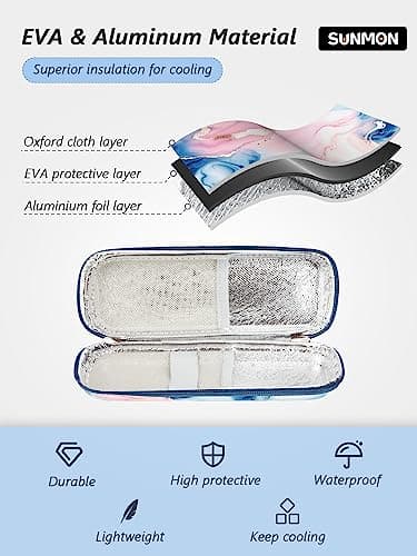 SUNMON Insulin Cooler Travel Case with 2 Ice Packs, Insulated Medication Organiser for GLP-1 & Insulin Pens, Compact Hard EVA Shockproof & Waterproof Pouch (4-6H Cooling, Sand Pink) — view 2