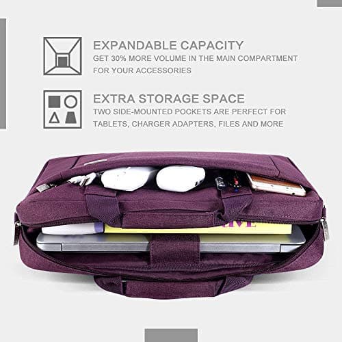 Voova Laptop Bag Case 17 17.3 Inch Computer Sleeve Messenger Bag, Purple — view 3