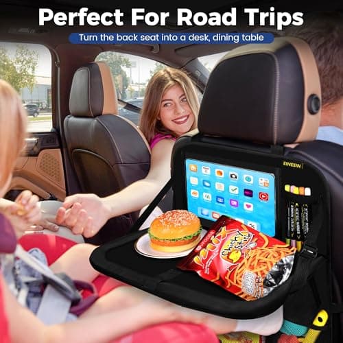 Einesin Car Backseat Organizer with table Tray, 7 Storage Pockets Backseat Car Organizer with Tablet Holder, Back seat Organizer for Kids Road Trip Essentials Travel (2) — view 4