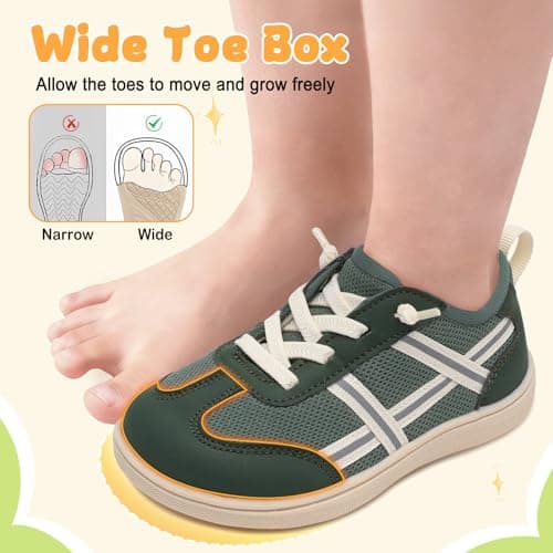 JOINFREE Toddler Kids Shoes Wide Toe Zero Drop Shoes Dark Green — view 3