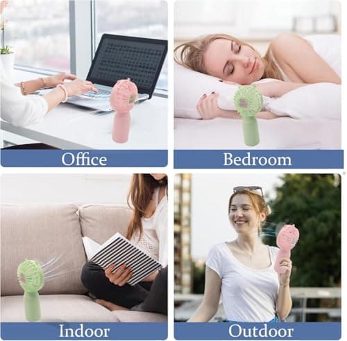 Portable Handheld Fan,4 pack Colorful Mini Hand Fan Battery Operated Personal Portable Fans Pocket Design For Travel/Summer/Outdoor/Makeup/Party,Gifts For Kids Girls Women Men — view 4