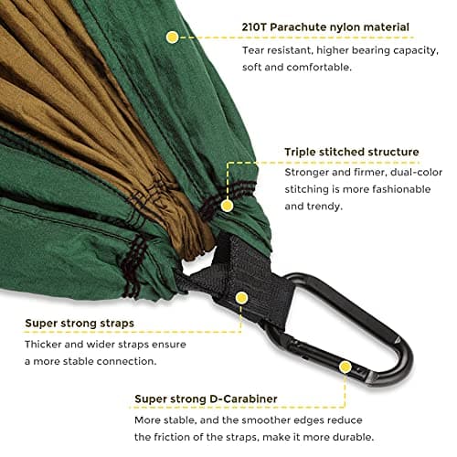 Glymnis Camping Hammock for 2 Person, Ultralight 210T Nylon Outdoor Hammock — view 3