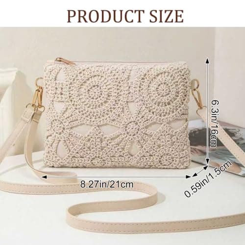WSXQAZ Woven Crossbody Bag for Women Bohemian Shoulder Bag Crochet Handbags — view 4