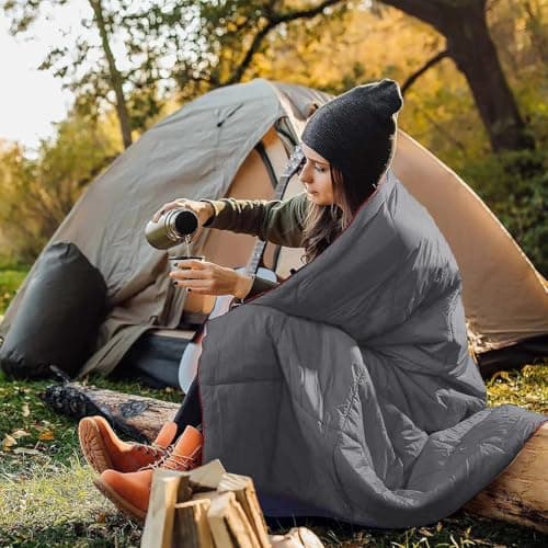 Camping Blankets for Sleeping, Cold Weather Gear, Portable Lightweight Windproof, for Travel Hiking Picnic Festival Outdoors Winter Fall Beach Park Stadium Ground Tent — view 2