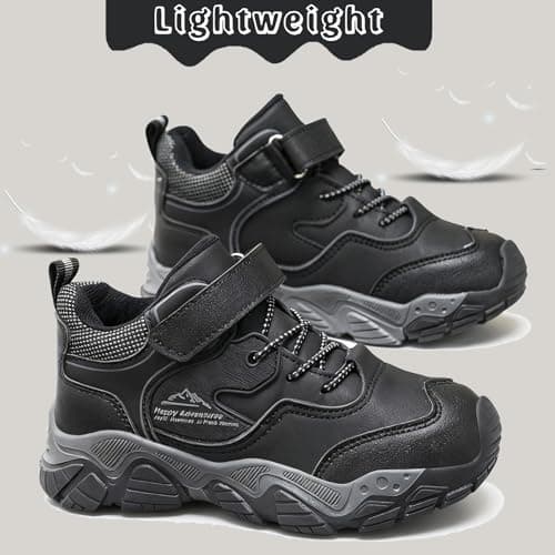 Unitysow Kids Hiking Boots Boys Waterproof Walking Shoes Trainers Children Outdoor Lightweight Trekking Footwear Camping Climbing Shoes Sneaker,Black,1 UK — view 6