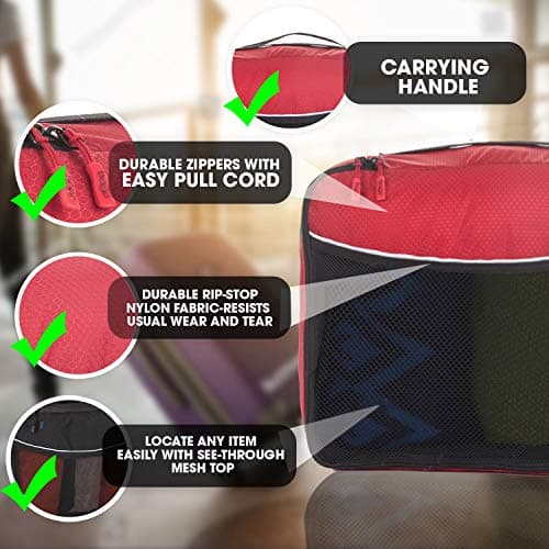 bago 7 Pcs Packing Cubes For Travel - 4 Packing Cube with 3 ZipLock Bags - Travel Cubes to Get Maximum Storage, Save Time & Effort to Pack - Happy Traveling (GreenRedPurpleYellow) — view 5