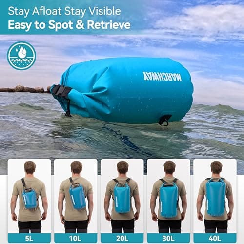 MARCHWAY Floating Waterproof Dry Bag Backpack 5L/10L/20L/30L/40L, Roll Top Sack Keeps Gear Dry for Kayaking, Rafting, Boating, Swimming, Camping, Hiking, Beach, Fishing (Teal, 20L) — view 5
