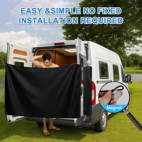 Camper Van Shower Curtains, With Magnetic Rope Waterproof Adjustable Cover — view 5