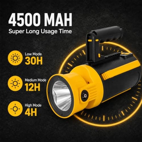 LETOUR Torch LED Super Bright Multifunction Flashlight 7 Modes Rechargeable Work Lights Camping Standard Torches Large Light Powerful USB for Outage,Outdoor — view 3