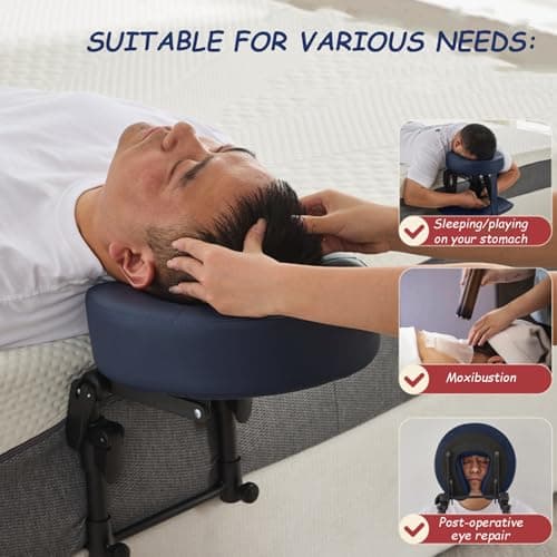 ZQBXHDZW Adjustable Massage Headrest For Bed,Face Cradle Headrest,Multifunctional Home Massage Kit,U-Shaped Pillow Comfort Beauty Spa Bed Face Cradle,For Tables Equipment(Black) — view 3