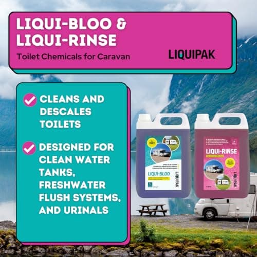 Liquipak Caravan Toilet Fluid & Rinse Chemical, Blue 5L & Pink 5L - For Caravan, Camper, Motorhome, Boat - Liqui-Bloo & Rinse, Concentrated, Formaldehyde Free 2x5L — view 5