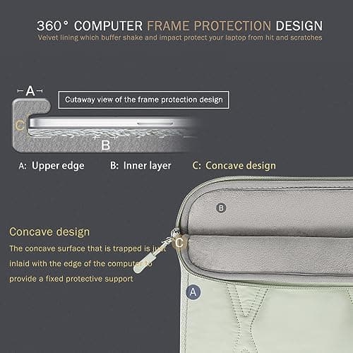 Voova Puffy Laptop Sleeve Case for 14 to 15 Inch Laptops, Mint Green — view 5