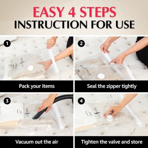 GENIE SPACE Premium Vacuum Storage Bags with Pump, Maxi 4 Pack, 110x90 cm — view 6