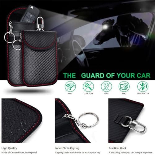 2 Pcs Signal Blocking Pouch, Key Signal Blocking Case, Carbon Fiber Design for Car Key Protection Blocks Signals to Prevent Theft Durable, and Compact for Daily Use Perfect for Car Safety — view 3