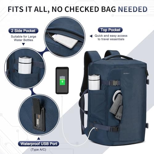 SUIKIHUM Travel Backpack,Carry on Backpack TSA Flight Approved Daypack 40L — view 6