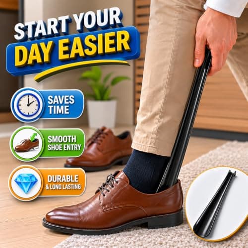 ATKIN BROTHERS Shoe Horn Long Handled Long Shoe Horn Helper Plastic Shoehorn for Men Women with Comfort Grip Long Shoe Horns Flexible Travel Extra Long Shoe Horn for Elderly Long Small Black (2 Pcs) — view 6