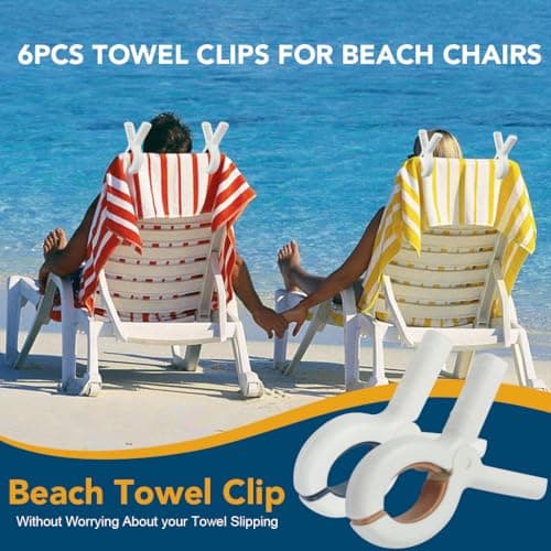SWKJ 6 PCS Beach Towel Clips for Sun Loungers, Large Beach Towel Pegs — view 6