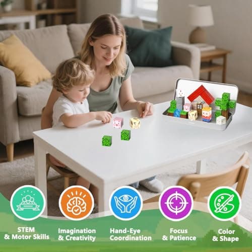 35 Pcs Travel Magnetic Tiles, Mini Building Blocks with Iron Box for Kids — view 2