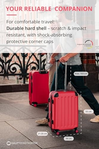 Hauptstadtkoffer Spree – Cabin Luggage, 55 × 35 × 20 cm for All Airlines, Travel Suitcase, Hard Shell Trolley, Carry-On Suitcase, Coral — view 3
