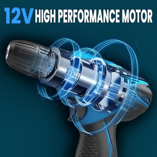 Cordless Drill Set, 12V Lightweight Electric Screwdriver Driver, Electric Power Drill with Battery & Charger, 25+1 Torque, 2 Speed, 3/8" Keyless Chuck, Tool Kit for Home DIY — view 2