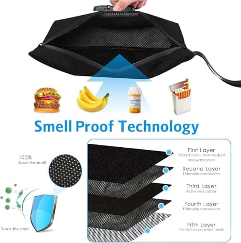 Brifit Money Bag with Lock, Security Smell Proof Bag with Combination Lock, 13 x 8 Inches Waterproof Men & Women's Locking Accessories Pouch for Cash, Travel, Bank Deposits, Medicine Credit (Black) — view 5