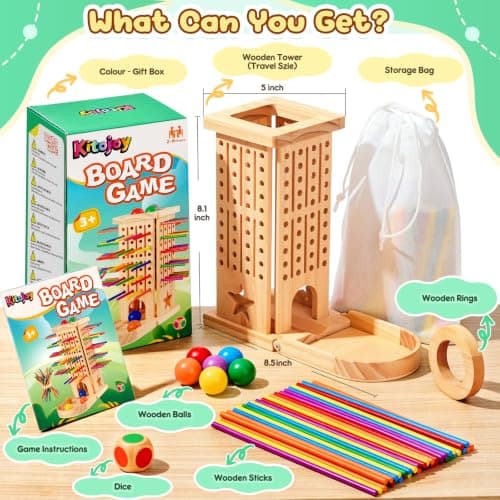 Kitojoy Montessori Toys Wooden Board Game for Kids Age 3+, Travel Games — view 2