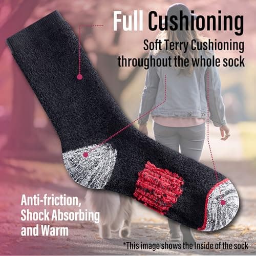 The Essentials Wardrobe 6PK Ladies Thermal/Outdoor Socks - UK 4-8/EU 37-41 - Black — view 4