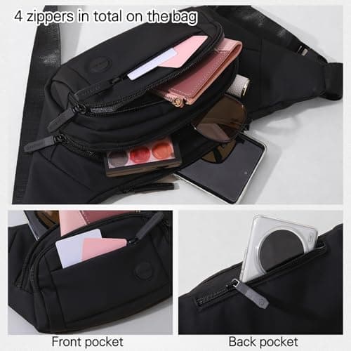 Vyuwast 2 Pack Bum Bag Bumbag for Men Women with 3 Zip Pockets, Waterproof — view 5