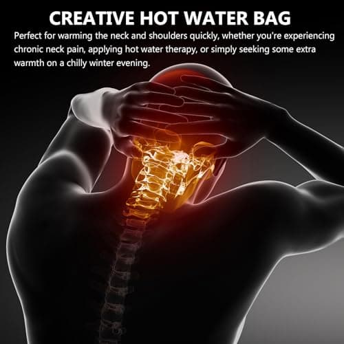 PAMINGONO U Shape Neck Hot Water Bottle with Plush Cover and Silicone Material, Washable Travel Neck Warmer for Office Use, Relax Pressure on Head and Cervical Vertebra, Blue Winter Hot — view 4