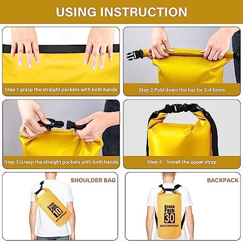 Invool Dry Bag, 5L/10L/20L/30L Waterproof Dry Bag, Dry Sack with Adjustable Shoulder Strap for Hiking, Swimming, Rafting, Surfing, Cycling, Camping, Fishing — view 4