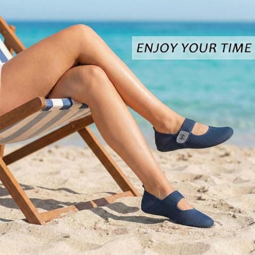 JOINFREE Lightweight Womens Mens Summer Shoes for Holiday & Travel Non-Slip Barefoot Water Shoes for Beach, Pool & Seaside Breathable Indoor Outdoor Summer Slippers MutiBlue Size 4.5-5.5 — view 6
