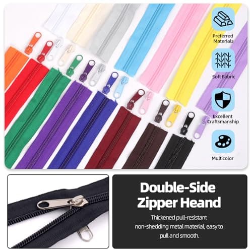 Glarks 81pcs Burgundy #5 Nylon Coil Zipper Tape Includes 1pcs 10Yards Sewing Zipper Roll with 10pcs Metal Zipper Sliders 10pcs Double Zipper Sliders 40pcs Top Stops 20pcs Bottom Stops — view 5