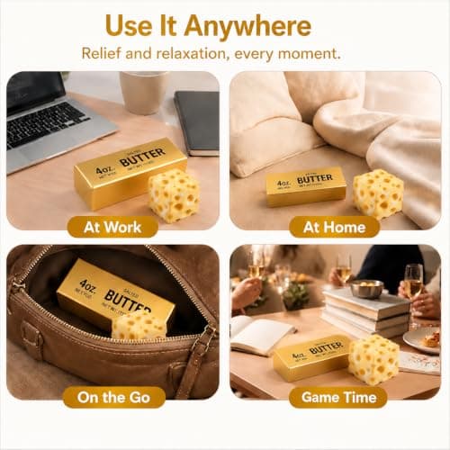 3Pcs Golden Butter and Cheese Squishy Toys, Slow Rising Fidget Toy — view 6