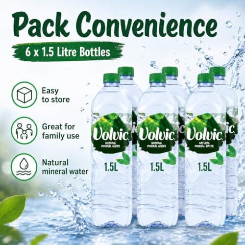 Volvic Natural Mineral Water 1.5L x 6 Bottles | Still Bottled Water | 9 Litres Total | Large Family Multipack | Ideal for Home, Office, Work, Travel & Everyday Hydration — view 5