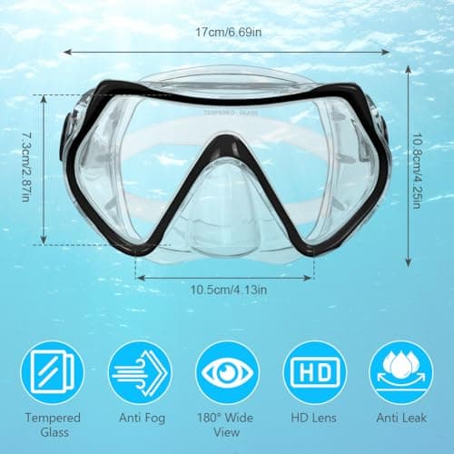 AOOSA Snorkel Mask, Men Women Tempered Glass Diving Mask — view 2