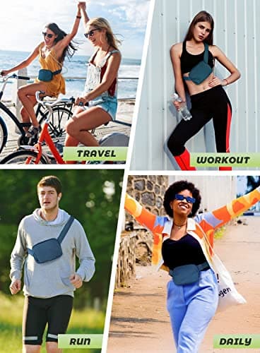 Invool Bum Bag for Women Men, Fanny Pack with Adjustable Straps Crossbody Fashion Waist Pack, Running Belt Bag for Travel Workout Cycling Hiking — view 6