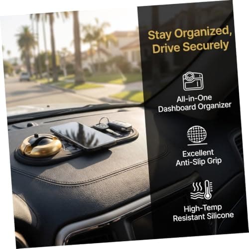 LIGHTAOTAO Multi-function Non Slip Car Pad with Rotating Adjustable Phone Holder Dashboard Anti-slip Mat and Parking Sign Plate Portable Car Organizer for Road Trips and Vehicle Accessories — view 3